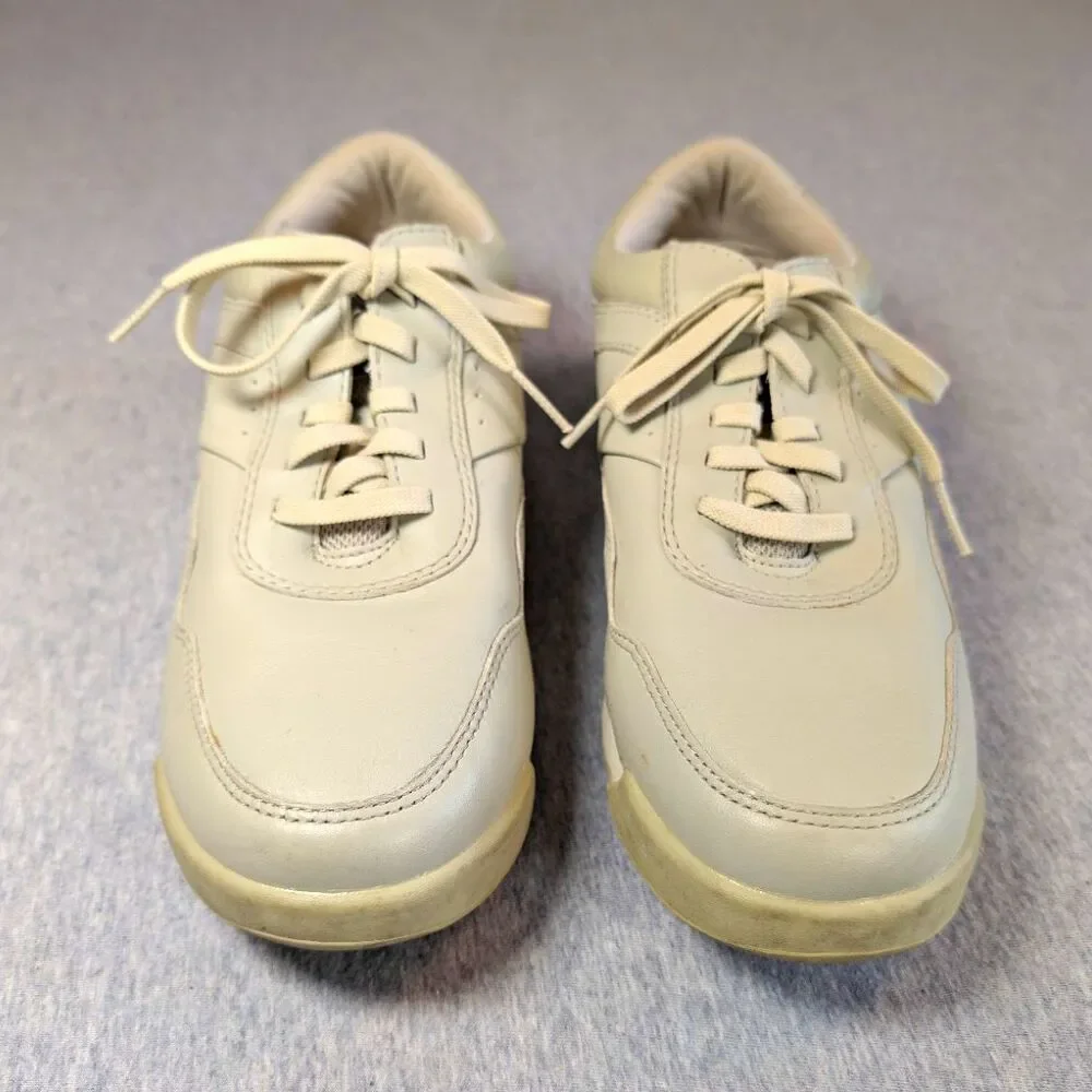 Rockport W7232M Men's Beige Leather Lace-Up Casual Sneakers US 9 EU 40 UK 7.5